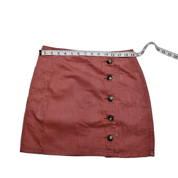 Topshop Asymmetrical Button Skirt With Pockets in Dusty Rose, size Small - Picture 5 of 11